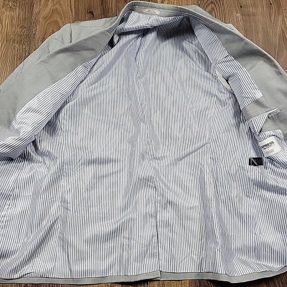 Express Blazer Mens 42R Gray Innovator Extra Slim Fit Suit Jacket Stains* - Picture 2 of 9